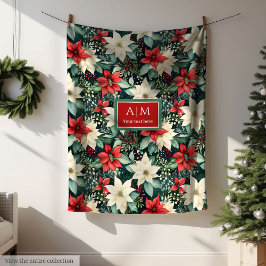 Chic vattenfärg god jul, färg blommigt stängd av fleecefilt