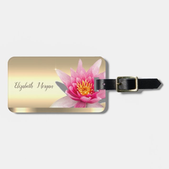 Chic Vattenfärg Lotus Flower Guld Bagagebricka (Horisontell Framsida)