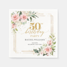 Chic vattenfärg  ro guld 50-årsdagen pappersservett