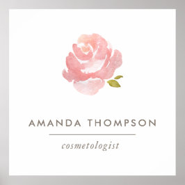 Chic Vattenfärg Rosa ros Poster