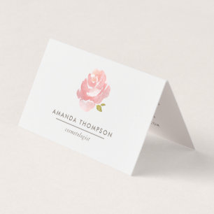 Chic Vattenfärg  Rosa ros Visitkort