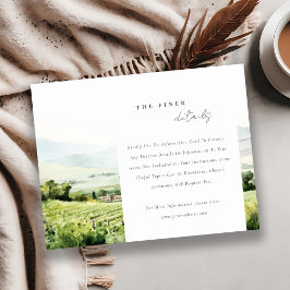 Chic Vattenfärg Vineyard Ligg Bröllop Detalj Tilläggskort