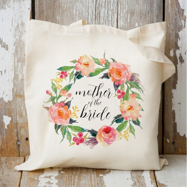 Chic Vattenfärgad Blommigt Utandning Budens mamma Tygkasse (Skapare uppladdad)