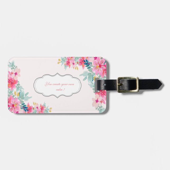 Chic Vattenfärgblommor,Motiveringsmeddelande Bagagebricka (Horisontell Framsida)