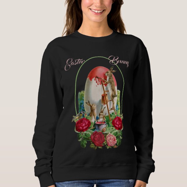 Chic Vattenfärgning Blommigt Ro Utandning Påskhare T Shirt (Framsida)