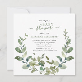 Chic Vattenfärgning Greenery WandeBaby Shower Inbjudningar