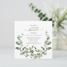 Chic Vattenfärgning Greenery WandeBaby Shower Inbjudningar