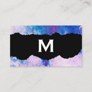 Chic Vattenfärgsblå lila med Monogram Visitkort