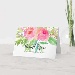 Chic VattenfärgsBlommigt Bröllop Tack Kort