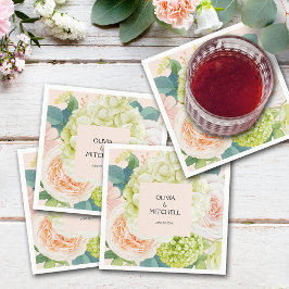 Chic VattenfärgsBlommigtar  Rosa Pappersservett