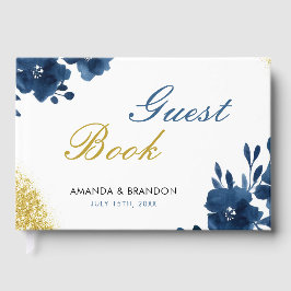 Chic Vattenfärgsblommor Guld Glitter Bröllop