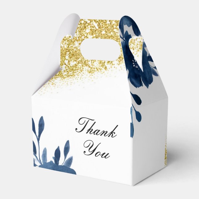 Chic Vattenfärgsblommor Guld Glitter Bröllop Presentaskar (Baksidan Sidan)