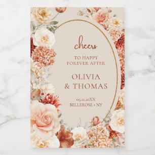 Chic vattenfärgsblommor höst färger koppar vinetikett