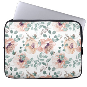 Chic vattenfärgsblommor laptop fodral