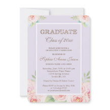 Chic Vattenfärgsblommor Studentfest Inbjudan