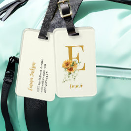 Chic vattenfärgsmonogram blommigt namn bagagebricka