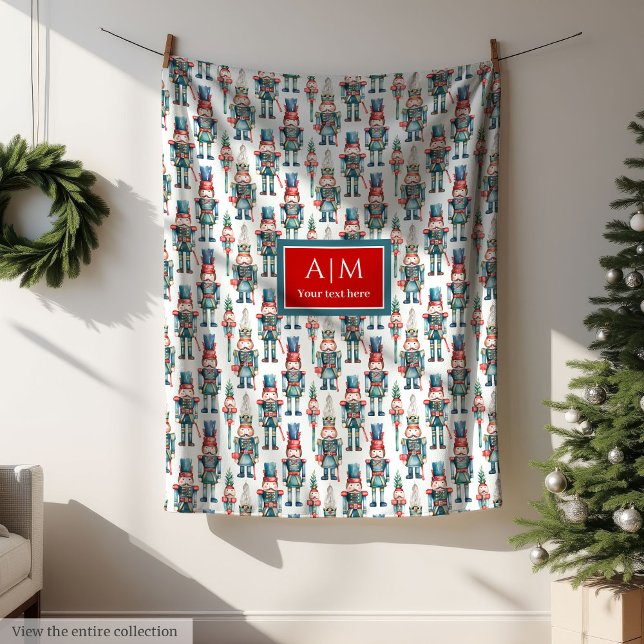 Chic vattenfärgsnötcracker god jul-gåva fleecefilt (Chic watercolor nutcracker merry Christmas gift throw)