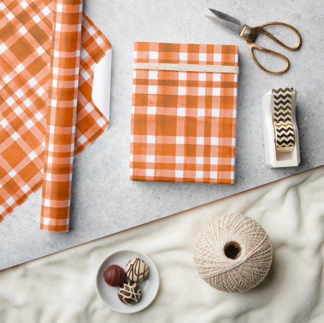 Chic VattenfärgsOrange Play mönster Presentpapper (Hantverk)