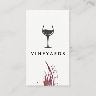 Chic Vattenfärgspenseldrag och Rustic Vin-glas Visitkort