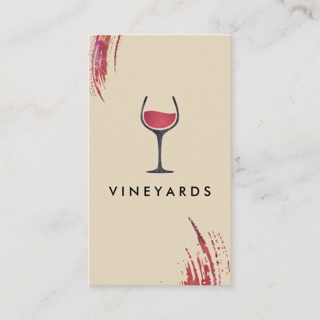 Chic Vattenfärgspenseldrag / Vin / Variation Visitkort (Framsida)