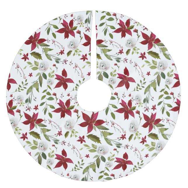 Chic Vattenfärgsrutor, Blommönster Julgransmatta Borstad Polyester (Framsidan)