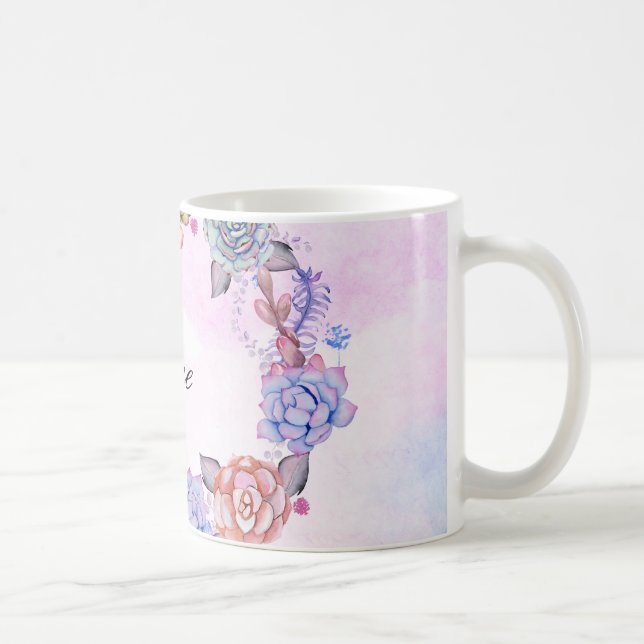Chic vattenfärgsuckulentkran kaffemugg (Höger)