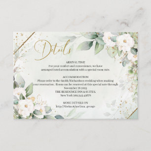Chic vattenfärgsvita blommor eucalyptus guld tilläggskort