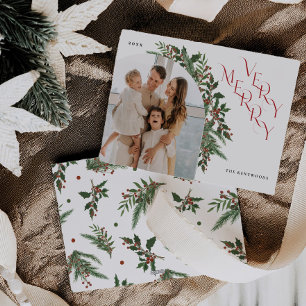 Chic Very Merry Christmas Platt Julkort