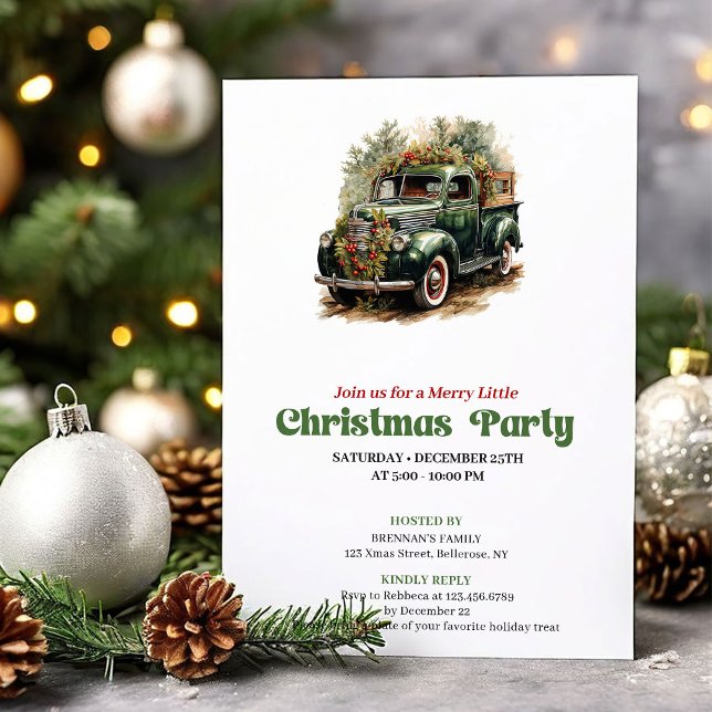 Chic Victorian Christmas Car Holiday Invitation Inbjudningar (Chic Victorian Christmas Angel Holiday Card)