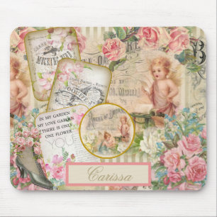 Chic Victorian Ephemera Änglar Ro Monogrammed Musmatta
