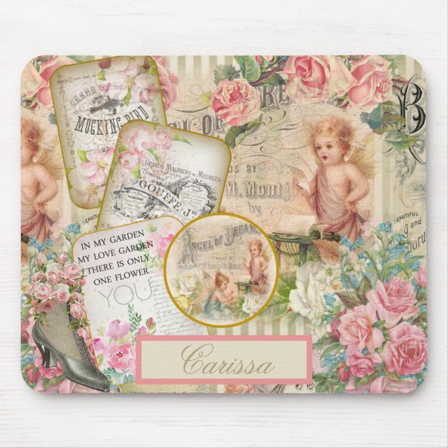 Chic Victorian Ephemera Änglar Ro Monogrammed Musmatta (Framsidan)