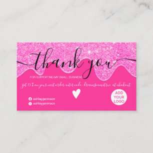 Chic vid rosa glitter, ordning tack visitkort