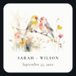 Chic Vild Botaniskt vattenfärg Love birds Bröllop Fyrkantigt Klistermärke<br><div class="desc">Det är mycket enkelt att anpassa,  med dina personuppgifter. Om du behöver någon annan matchande produkt eller anpassning kan du skicka ett vänligt meddelande via Zazzle.</div>