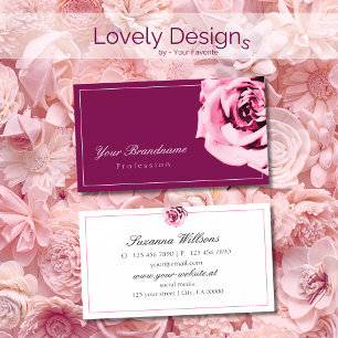 Chic Vin Red and White Rosa ros Simple Visitkort