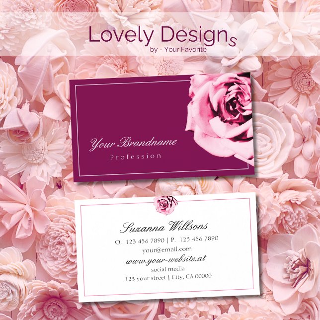 Chic Vin Red and White Rosa ros Simple Visitkort (Skapare uppladdad)