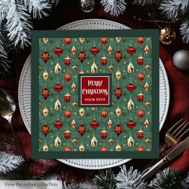 Chic vintage blöjor i vattenfärgsrött tranbär pappersservett (Chic vintage napkins in watercolor cranberry red)