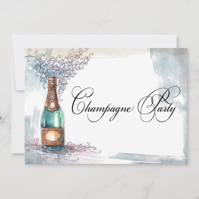 Chic Vintage Champagne Party-inbjudan Inbjudningar (Framsida)