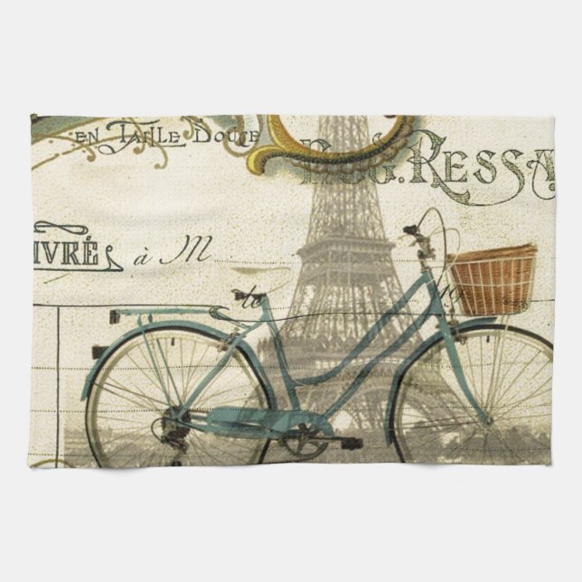 chic-vintage-cyklar paris eiffel torn kökshandduk (Horisontell)
