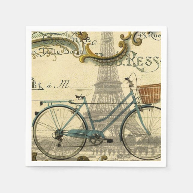 chic-vintage-cyklar paris eiffel torn pappersservett (Framsidan)