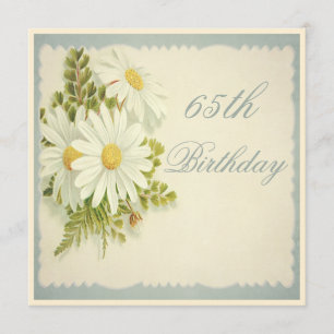 Chic Vintage Daisy 65e födelsedag Inbjudningar