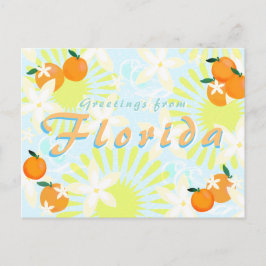 Chic Vintage Florida Sol Orange Blommar Flowers Vykort