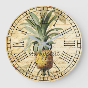 Chic Vintage Fransk Pineapple bon apétit rustik Stor Klocka