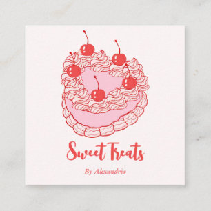 Chic Vintage Heart Cake Bakery Chef Fyrkantigt Visitkort