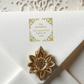 Chic Vintage Ornate Floral Frame Family Address Självfärgande Stämpel