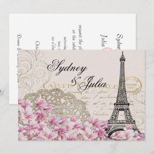 Chic, Vintage, Paris, bröllopsinbjudan Inbjudningar