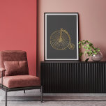Chic Vintage Penny Farthing Bike Guld Glitter Gråt Poster<br><div class="desc">Den här snyggten poster en gammaldags vintage-modig cykel för smågrisning i Faux guld glitter på en grått-bakgrund med kol.</div>