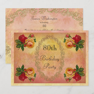 Chic Vintage Ro 80 födelsedag Inbjudningar