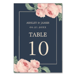 Chic Vintage Rosa ros Mörk blått Bröllop Bordsnummer