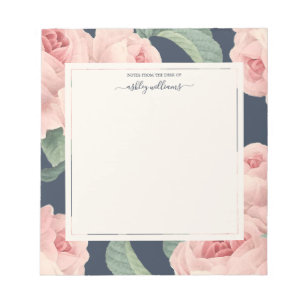 Chic Vintage Rosa ros Mörk blått Personlig Anteckningsblock