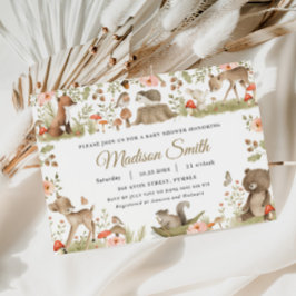 Chic Vintage Woodland Animals Baby Shower Inbjudningar